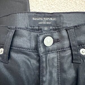 Banana Republic Black High Rise Slim coated black jeans